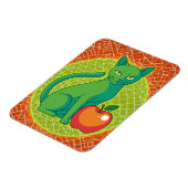 Chat vert avec pomme - Magnet de frigo couleur pop (Côté Gauche)