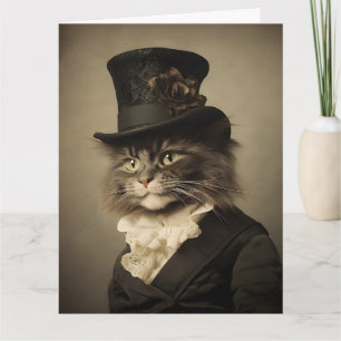 CHAT VICTORIEN ANNIVERSAIRE POUR LUI Carte de voeu