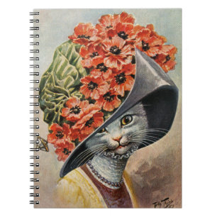 Chat victorien avec Casquette 3 Carnet spiral