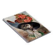 Chat victorien avec Casquette floral Carnet spiral (Côté Droit)