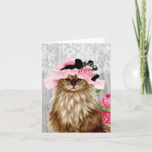 Chat victorien en carte de voeux Casquette