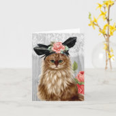 Chat victorien habillé de Carte pour notes Casquet (Fleur jaune)