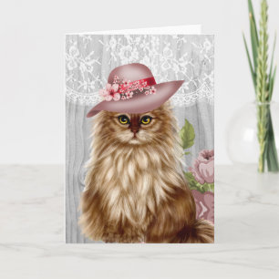 Chat victorien habillé de Carte pour notes Casquet