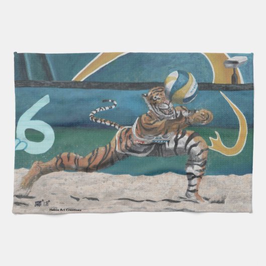 Chat Warrior Jouer Beach Volleyball Serviette (Horizontal)
