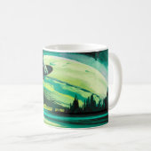 Chat Weird Space Paysage Surreal Coffee Mug Green (Devant droit)