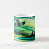Chat Weird Space Paysage Surreal Coffee Mug Green (Centre)