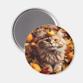 Chat Whimsical avec aimant Citrouille (Recto/Verso)