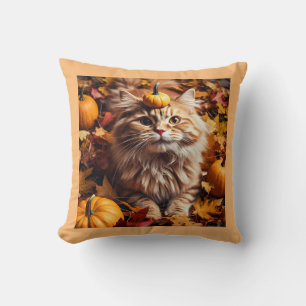 Chat Whimsical avec oreiller à lancer Citrouille d