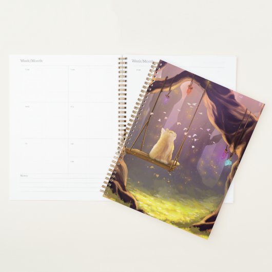 Chat Whimsical sur un planificateur à ailes (Devant avec enveloppe)