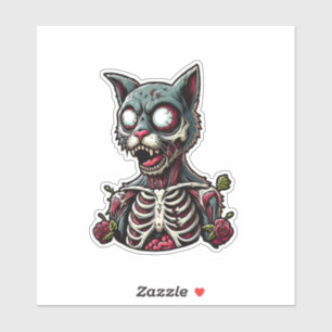 Chat Zombie Skeletal avec Sticker Rose