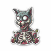 Chat Zombie Skeletal avec Sticker Rose (Devant)