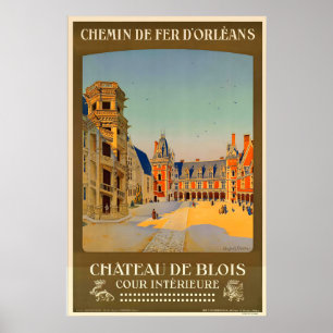 Château de Blois France Affiche de voyage vintage