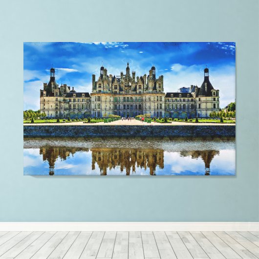 Chateau de Chambord, Frankrijk. Canvas Afdruk (Insitu (Houten vloer))