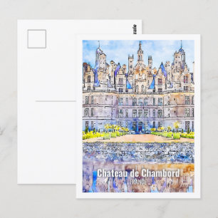 Chateau de Chambord Frankrijk Reizen Waterverf Briefkaart