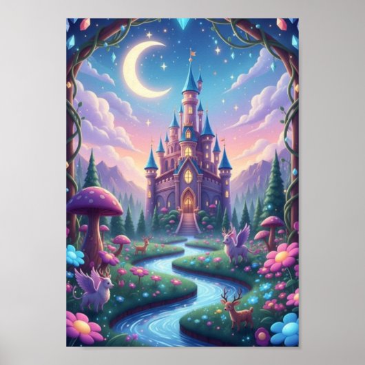 Château de Conte de Fée Fantaisiste Affiche Magiqu (Devant)