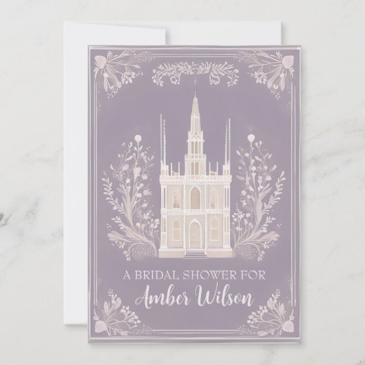 Château de conte de fées lavande Invitation (Devant)