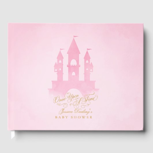 Château de conte de fées rose baby shower Livre d' (Recto)