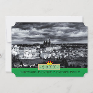 Château de Prague et Bonne Année! Carte /Praha