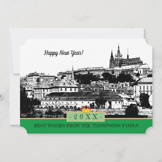 Château de Prague et Bonne Année! Carte /Praha (Devant)