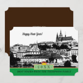 Château de Prague et Bonne Année! Carte /Praha (Devant / Derrière)