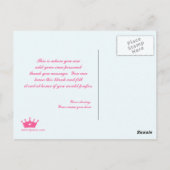 Château de princesse fée merci carte postale (Dos)