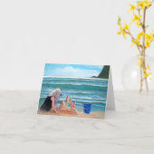 Château de sable de bâtiment de fille aux cartes (Fleur jaune)