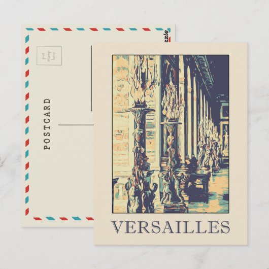 Château de Versailles illustration France Carte po (Devant / Derrière)
