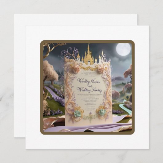 Château de Whimsical Faire-part de mariage : un co (Devant / Derrière)