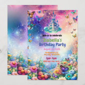 Château enchanté Magique Invitation de fête d'anni (Devant / Derrière)