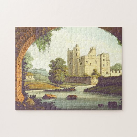 Château et rivière à travers un puzzle en brique (Horizontal)