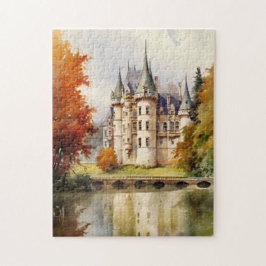 Château Français Château d'Aquarelle Puzzle (Vertical)