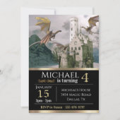 Château médiéval de dragon de bronze Invitation d' (Devant)