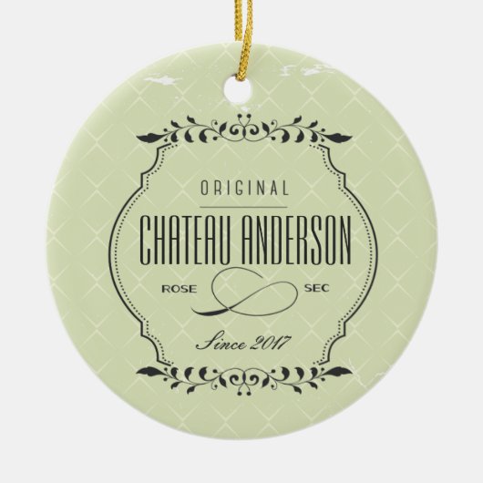 Chateau personnalisé Rose Sec vin ornement de Noël (Devant)