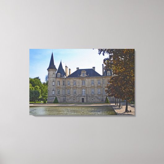 Chateau Pichon Longueville Baron en vijver Canvas Afdruk (Voorkant)