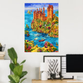 Château près de la mer | AI Art Poster (Bureau à domicile)