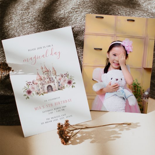 Château Princess Anniversaire Photo Invitation Fil