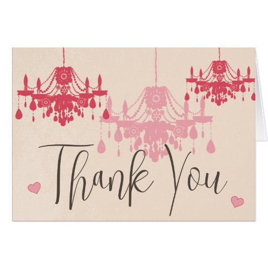 Chateau Roos Pink Chandelier Wedding Invitations (Voorkant Horizontaal)