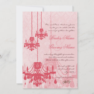 Chateau Roos Pink Chandelier Wedding Invitations Kaart