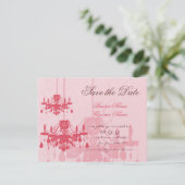 Chateau Rose rose Chandelier Mariage Invitations (Debout devant)