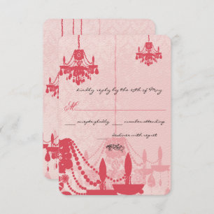 Chateau Rose rose Chandelier Mariage Invitations