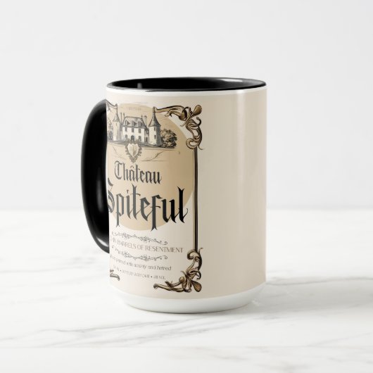 Château Spiteful - Gerijpt in vaten van wrok Mok (Voorkant links)