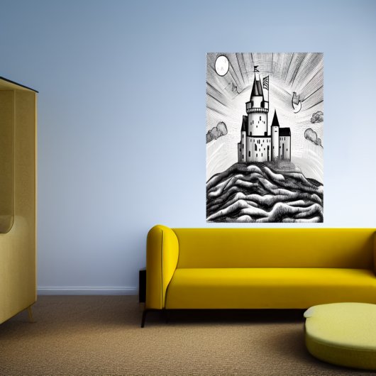 Château sur la colline | AI Art Poster
