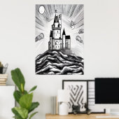 Château sur la colline | AI Art Poster (Bureau à domicile)