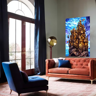 Château unique en mer   AI Art Poster