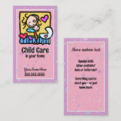 ChâteauGirlie Babysitter Garde d'enfants Carte per (Devant / Derrière)