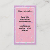 ChâteauGirlie Babysitter Garde d'enfants Carte per (Dos)