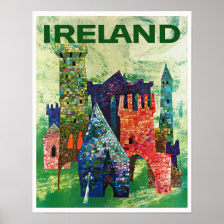 Châteaux d'Irlande vintage Travel Poster