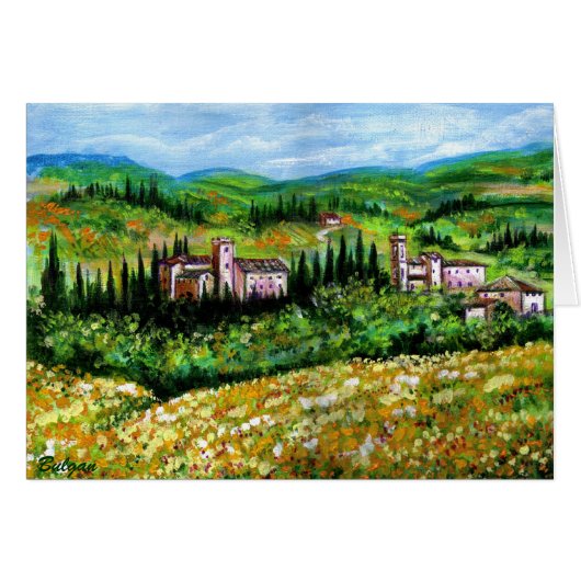CHÂTEAUX EN CHIANTI PAYSAGE, CHAMPS DE FLEURS JAUN (Devant horizontal)