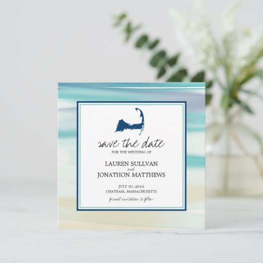 Chatham Cape Cod Ocean Waterverf Save the Date (Staand voorkant)