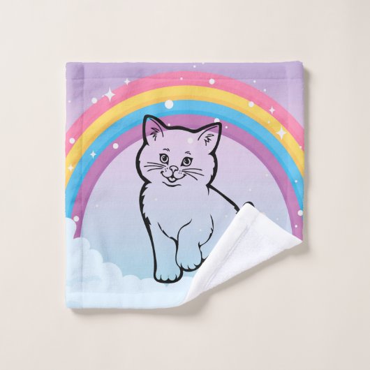 chaton arc en ciel (Gant de toilette)